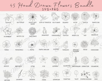 Flower Bundle Svg, Flower Svg, Wildflower svg, Flowers, Flower Svg, WildFlowers svg bundle, Flower svg bundle, Botanical svg