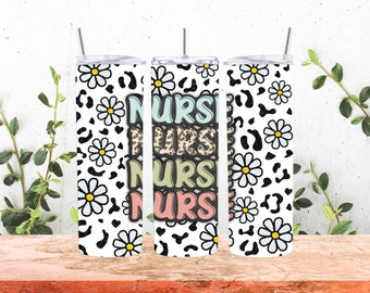 Nurse Tumbler, Nurse 20 oz Skinny Tumbler, Leopard Nurse Tumbler Sublimation, Registered Nurse, Tumbler Png, Digital Download