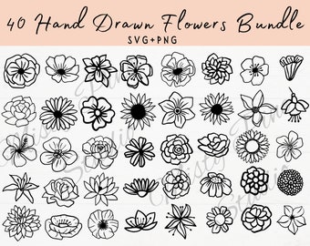 Flower Bundle Svg, Flower Svg, Wildflower svg, Flowers and Leaves, Flower Svg, WildFlowers svg bundle, Flower svg bundle, Not for Cricut