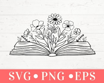 Floral Book SVG, Book Svg, Book with Flowers Svg, Reading Svg, Read, Flowers Growing Out of a Book, Book Svg, Flowers, Flowers with Book