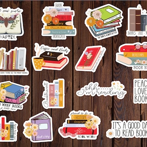 Pegatinas imprimibles para amantes de los libros, pegatinas digitales, pegatinas PNG, pegatinas de libros impresas y cortadas, descarga digital,