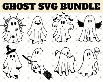 Cute Ghost Svg, Ghost Svg bundle, Spooky Ghost Svg, Ghost Boo SVG, Halloween svg, Spooky Svg, Ghost witch hat Svg, Cricut, Dxf, Png