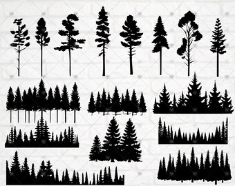 FOREST SVG Bundle, Trees svg Bundle, Forest Clipart, Tree SVG, Woods Svg, Forest svg, Forest silhouette, Tree silhouette