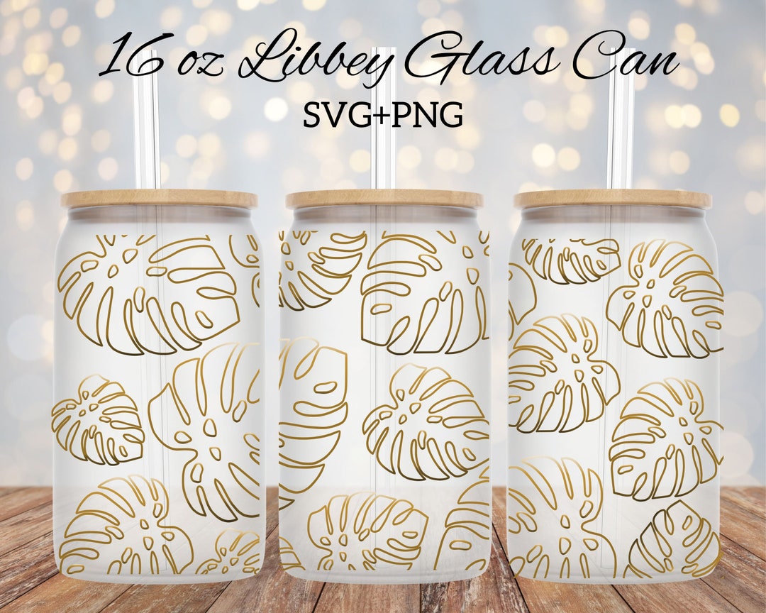 Leaves Libbey Glass SVG, Plant Beer Can Glass SVG, Full Wrap for 16oz ...