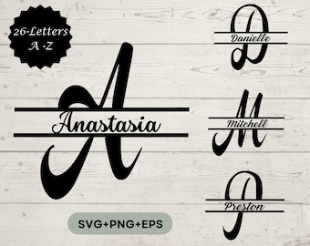 Split Monogram SVG Bundle, Alphabet bundle, Monogram Svg, Spilt Letter Svg,  Family Name Frame svg, Commercial Use