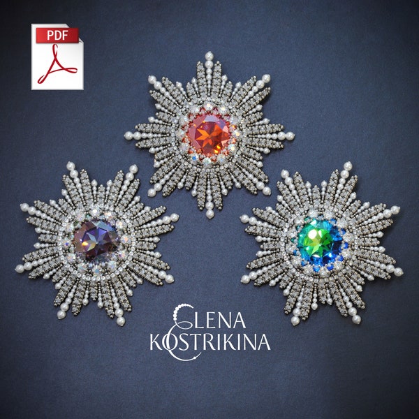 La broche étoile de diamant - nouveau tutoriel de perles par Elena Kostrikina Swarovski Handcrafted Work, PDF ebook, téléchargement numérique + vidéo bonus