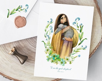 I am the good shepherd" christian artwork, digital download card, poster, print, JPG/PNG/instant download