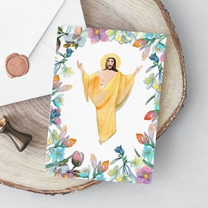 Jesus Christus Aquarell handgezeichnete Illustration, direkter digitaler Download. Druckbare Ostergrußkarte, Poster Auferstehung, Himmelfahrt.