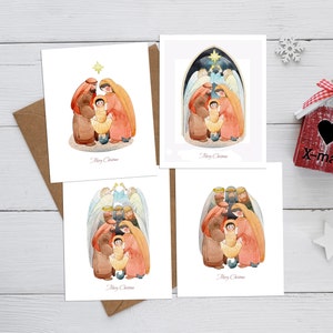 Christmas Nativity Scene set of Christian postcards, poster, print Digital Instant Download JPG, religious artwork. Christmas card printable