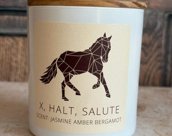 Dressage & Eventing Horse Soy Candle: Bergamot, Jasmine with Amber - 90 Hour Burn -   Horse Lovers