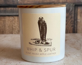 Equestrian Candle: Peony, Leather & Apple Scent - Vintage Boot Design