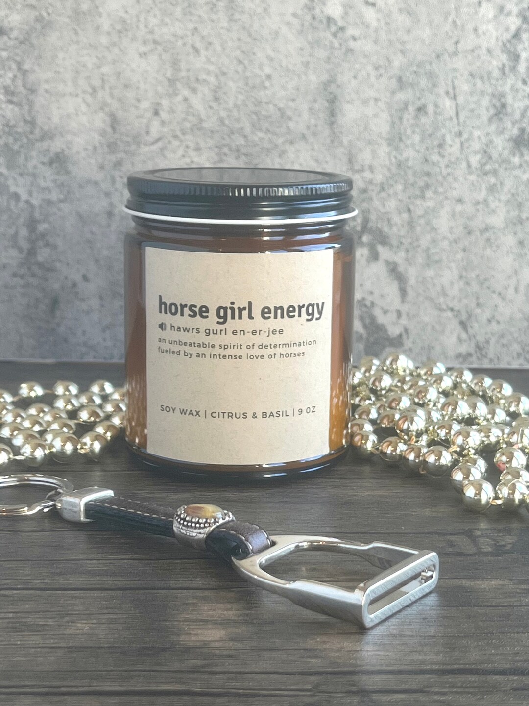 HORSEGIRL ENERGY CANDLE Citrus & Basil Scented Soy Candle Horse Back ...