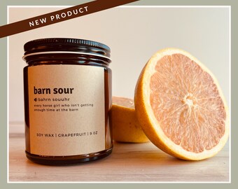 BARN SOUR CANDLE || grapefruit scented soy candle || horse back rider || horse lover gift