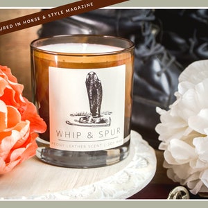 WHIP&SPUR || peony and leather scent || luxury candle || horse lover || equestrian gift