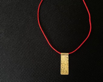 Handmade 18K Gold Plated Red Silk String Necklace| Minimalist Unique Necklace| Gold Red Cord Necklace| Limited edition| Gift for her