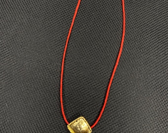 Handmade 18K Gold Plated Red Silk String Necklace| Red Silk String Necklace| Mothers day gift| Unique Minimalist Necklace|