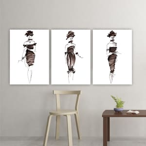 Art Print Fashion, Fashion Prints, Fashion Decor Set, Fashion Art, Fashion Gift, Fashion Female Illustration, Fashion Poster, Fashion Sketch