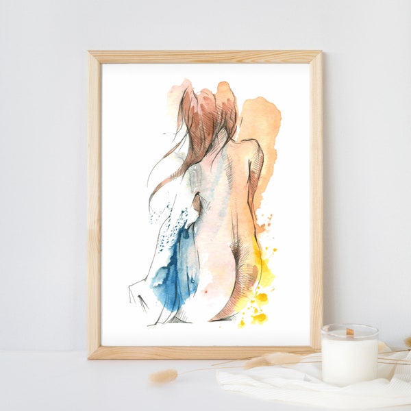 Female Body Art Print, Nude Art Prints, Female Form, Nude Sketch Print, Erotic Drawing, Nude Art, Naked Prints, Nude Woman Body Wall Decor