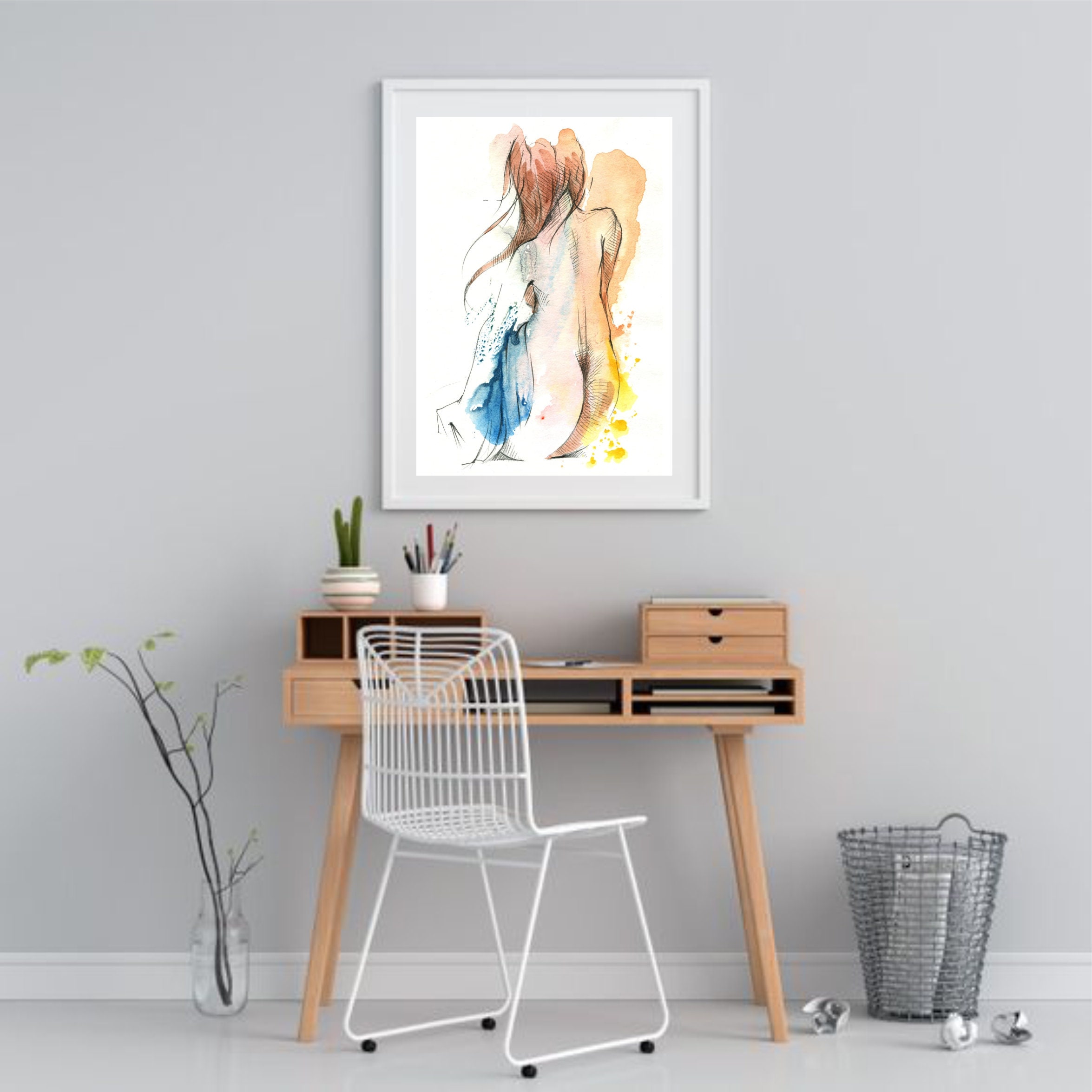 Female Body Art Print, Nude Art Prints, Female Form, Nude Sketch Print