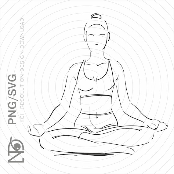 Sketch of man in meditating and doing yoga poses - Stock Image - Everypixel