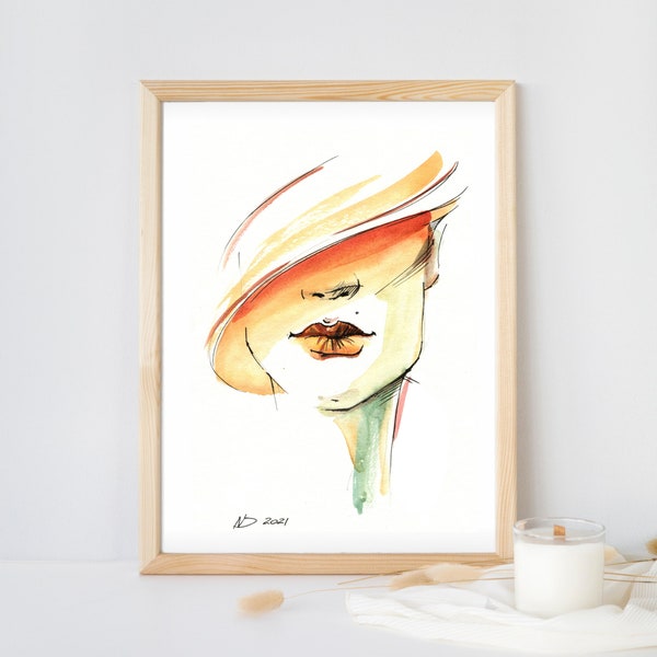 Woman face printable wall art, Woman's Face Colors Wall Decor, Female beauty poster, Watercolor print, Watercolor woman face, Fashion print
