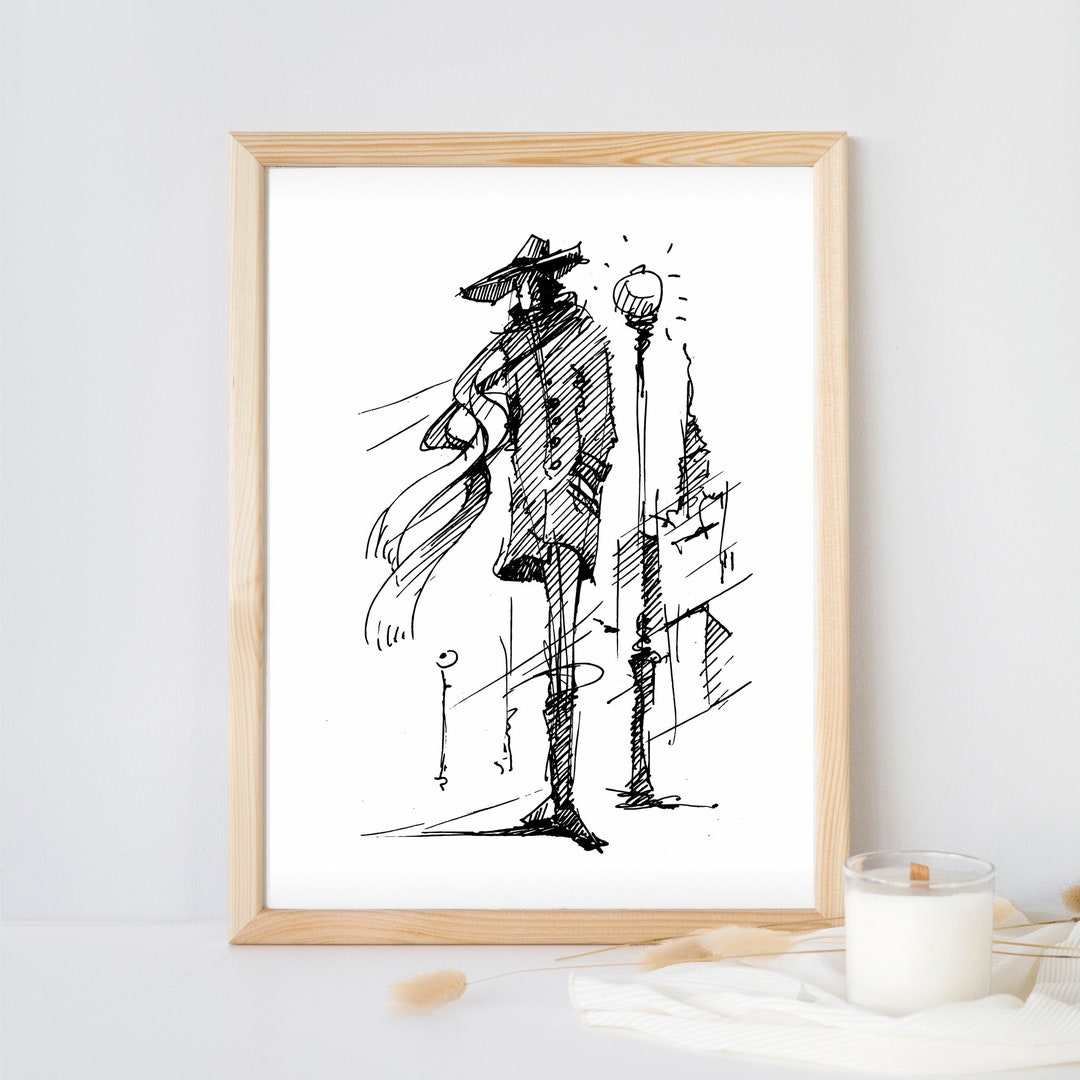 Man Line Art, Man Body Art, Line Art Man, Male Sketch, Line Art Print