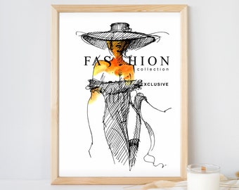Fashion wall art, Fashion Poster, Fashion Print, Digital Print, Fashion Girl, Fashion illustration Line up, Printable Fashion Wall Art