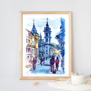 Architecture Sketch Art, Printable Sketch, Architecture drawing, Wall Decor Architecture, Architecture Print, Travel Poster, Cityscape Print