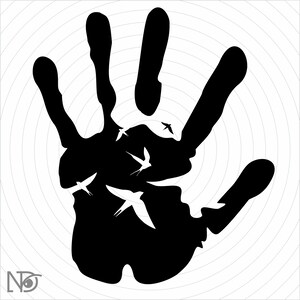 Handprint with birds Svg, Hand Silhouette Png, Hand Vector, Birds Lover, Handprint Design, Aestetic Print, Swallows Svg, Birds Silhouette