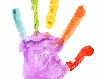HandPrint Svg png, Hand Prints Clipart, Kids Hand Print, Colorful Child Handprint, Children Clip Art, Childs hand svg, Color Silhouette Hand