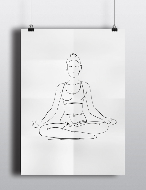 Continuous one line drawing of yoga girl doing meditation and relaxation  with lotus position. Lady workout sitting and relax. Vector illustration  minimalism sport theme design. Stock Vector | Adobe Stock
