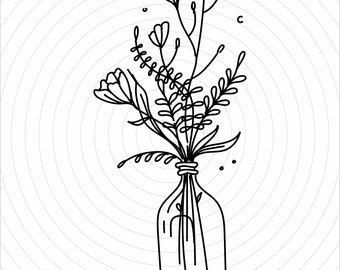 Flower svg, Bouquet svg, Line drawing, Wildflower svg Png, Cricut, Cut file, Floral svg, flower shirt svg, Digital Download, Gift for her