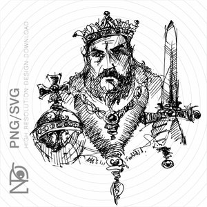 King svg png, Monarch svg, King Crown SVG, King svg file, Crown Svg, King silhouette, King vector, Royalty svg, King with crown, Royal svg