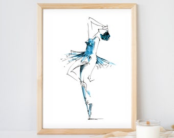 Ballerina Art Print, Ballet Wall Decor, Poster Ballerina, Printable Dancer, Ballerina Painting, Colorful Wall Decor, Printable Wall Art