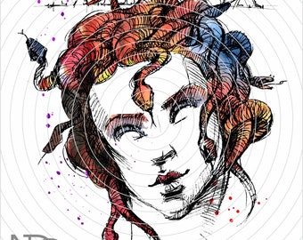 Medusa Png, Face with snakes, Sublimation PNG Design, Digital Download, Gorgona Png, Snake face Png, Fantasy goddess, greek mythology, snake