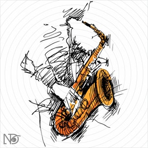 Joueur de saxophone jazz Svg, affiche jazz, musique rétro, saxophoniste png, musicien de jazz Svg, décoration murale jazz, impression jazz, art jazz abstrait