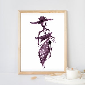Fashion Wall Art, Fashion Sketch, Fashion Illustration Wall Art, Girl Poster, Painting Girl Art, Woman in a hat Poster, Female Art, Feminism