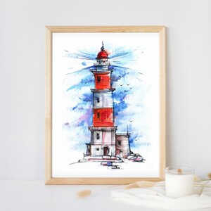 Lighthouse Wall Art, Lighthouse Print, Lighthouse Art, Ocean Wall Print, Sea Wall Decor, Lighthouse Printable, Seaside Print, Lighthouse Art