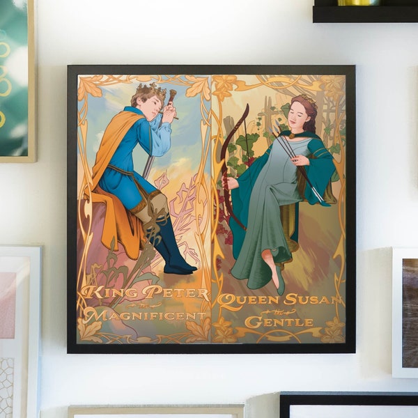 Art Nouveau Narnia Illustrations - Peter, Susan, Edmund, and Lucy Pevensie Art