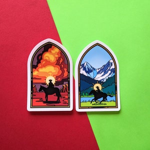 Stained Glass Cowboy Stickers | Southwest Desert | Rocky Mountains |