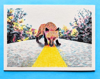 Ilustración con pluma y tinta de zorro CMYK / Pluma y tinta de animales del bosque