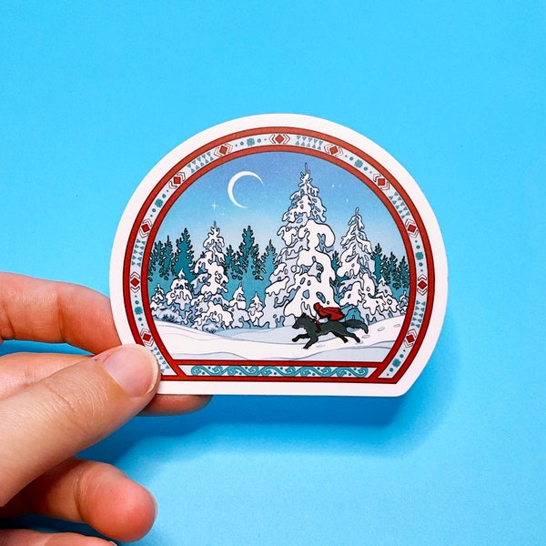 Red Riding Hood Sticker | Russian Fairytale sticker | Winter Wolf sticker | Cottagecore