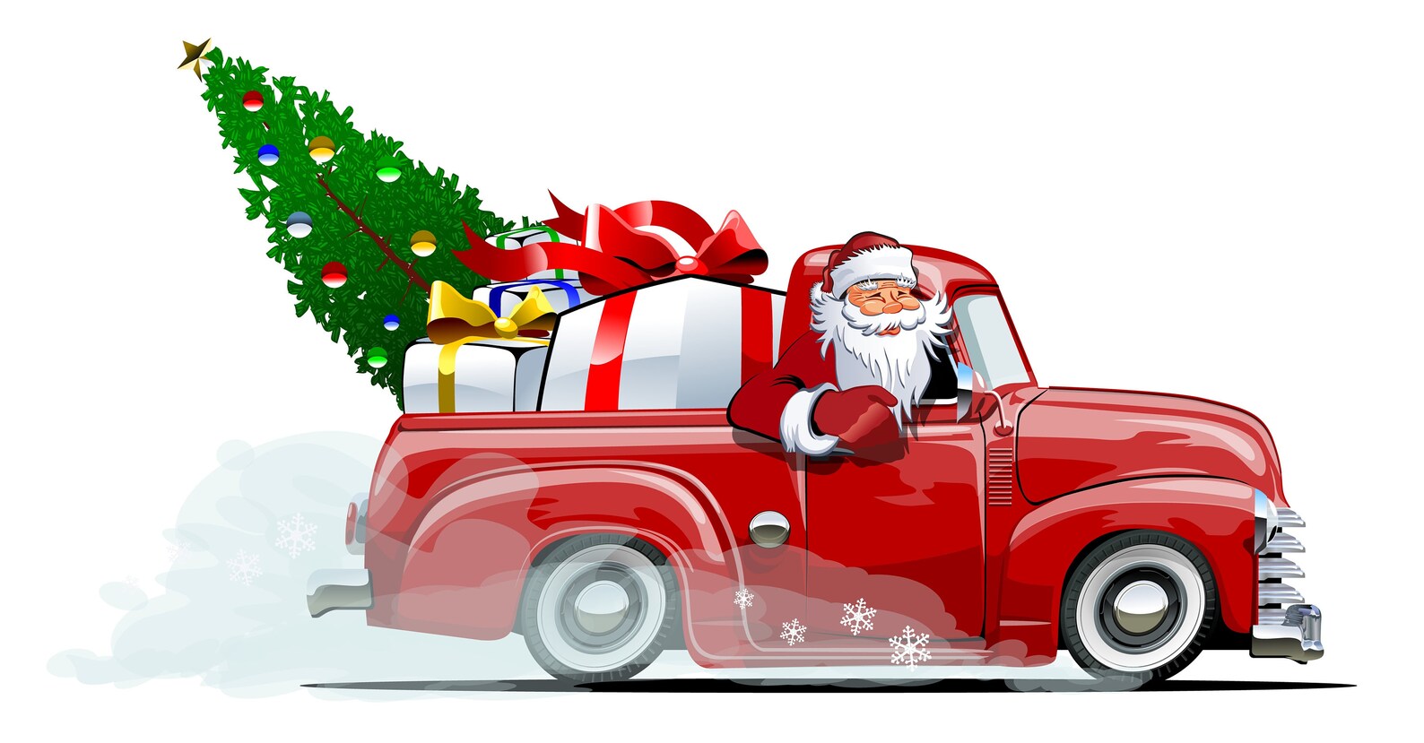 Red Holiday/Christmas Truck with Santa Claus presents and Etsy