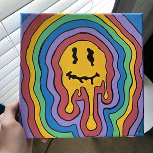 Trippy Colorful Smiley Face Painting | Etsy