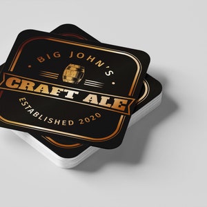 Home Bar Custom Beer Mats 94mm Round Or Square for garden pubs. Any text or image. Our Design 2