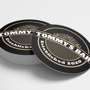 Home Bar Custom Beer Mats 94mm Round Or Square for garden pubs. Any text or image. Our Design 1