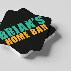 Home Bar Custom Beer Mats 94mm Round Or Square for garden pubs. Any text or image. Our Design 5