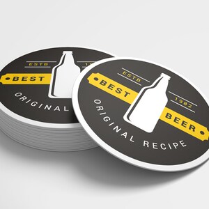 Home Bar Custom Beer Mats 94mm Round Or Square for garden pubs. Any text or image. Our Design 6