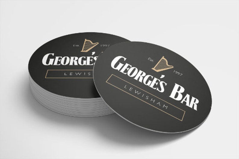 Home Bar Custom Beer Mats 94mm Round Or Square for garden pubs. Any text or image. Our Design 7