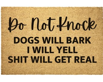 Do Not Knock Crazy Dog Funny Doormat | No Soliciting Front Door Sign | Funny Dog Doormat | Dog Lover Doormat Gift | Dog Owner Welcome Mat